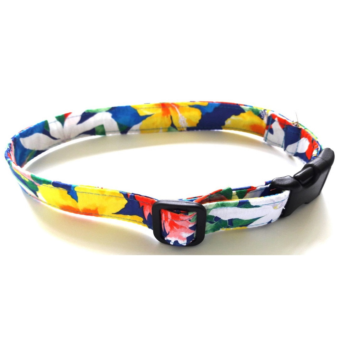 Hawaiian Fabric Over Webbing Adjustable Dog Collar--"Kala" Hand Made in Hawaii with Aloha