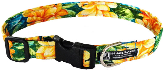 Hawaiian Fabric Over Webbing Adjustable Dog Collar--"Kona" Hand Made in Hawaii with Aloha