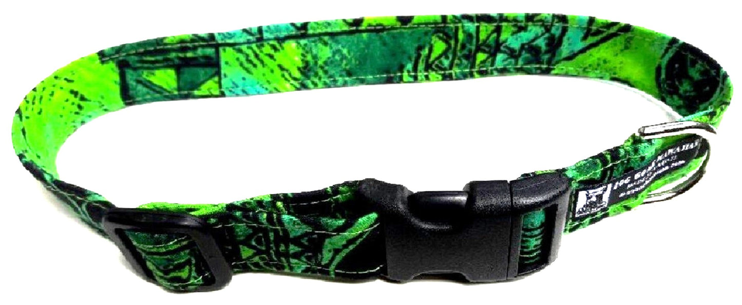 Hawaiian Fabric Over Webbing Adjustable Dog Collar--"Mauka" Hand Made in Hawaii with Aloha