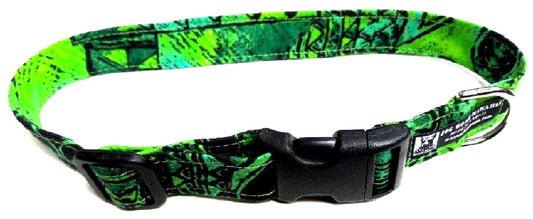 Hawaiian Fabric Over Webbing Adjustable Dog Collar--"Mauka" Hand Made in Hawaii with Aloha