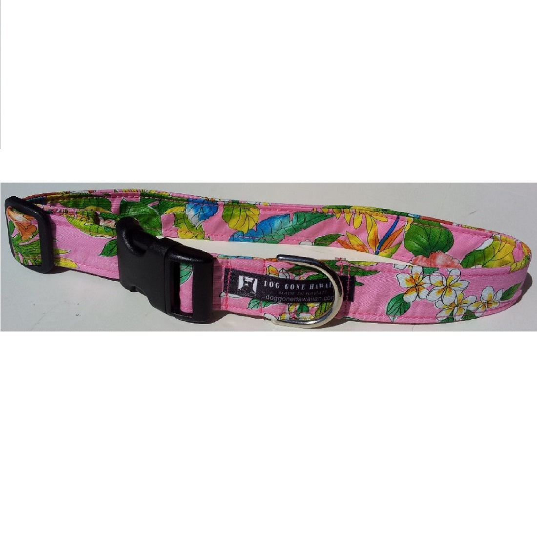 Hawaiian Fabric Over Webbing Adjustable Dog Collar--"Moi Mala" Hand Made in Hawaii with Aloha
