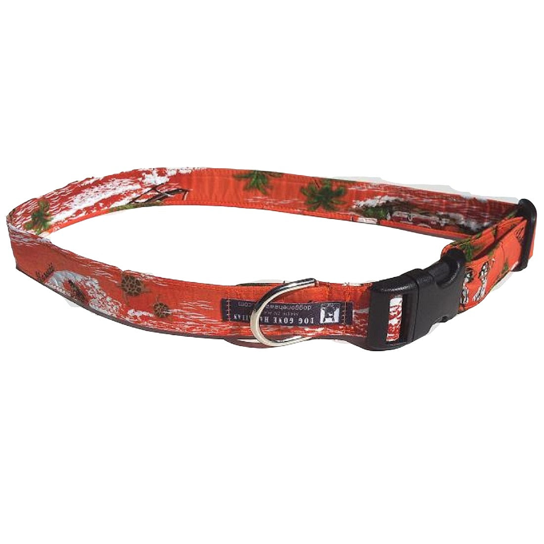 Hawaiian Fabric Over Webbing Adjustable Dog Collar--"Tropical Sunrise" Hand Made in Hawaii with Aloha