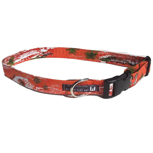 Hawaiian Fabric Over Webbing Adjustable Dog Collar--"Tropical Sunrise" Hand Made in Hawaii with Aloha